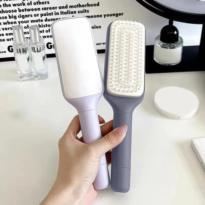 Rotating Comb Long Handle Anti-Static Scalp Massage Hair Comb for Women Self Hair Brush with Retractable Comb Hairdressing Tool