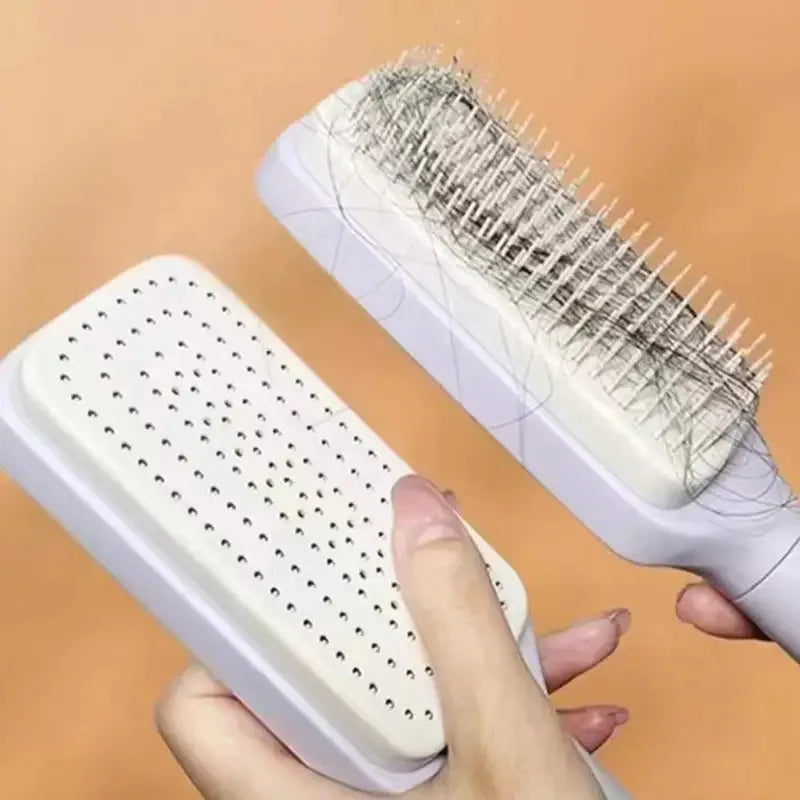 Rotating Comb Long Handle Anti-Static Scalp Massage Hair Comb for Women Self Hair Brush with Retractable Comb Hairdressing Tool